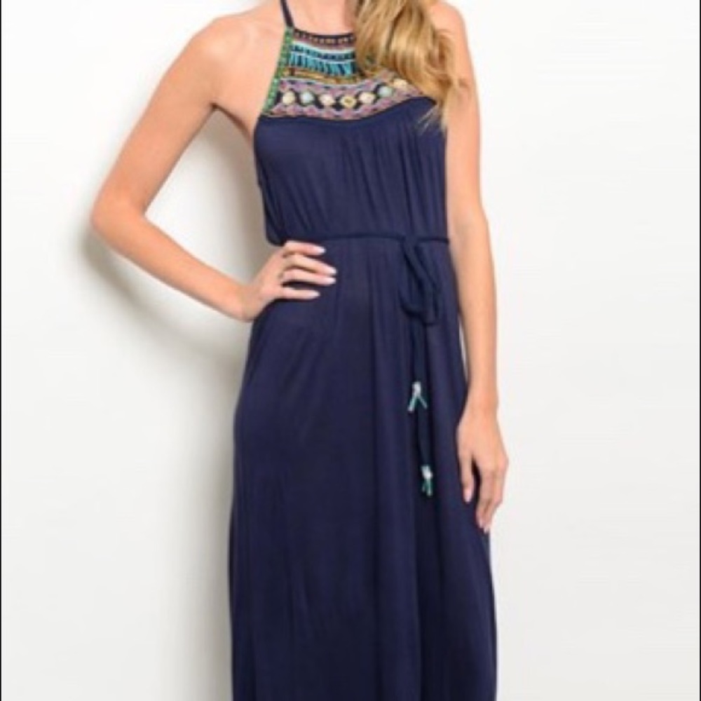 En Creme maxi dress navy
